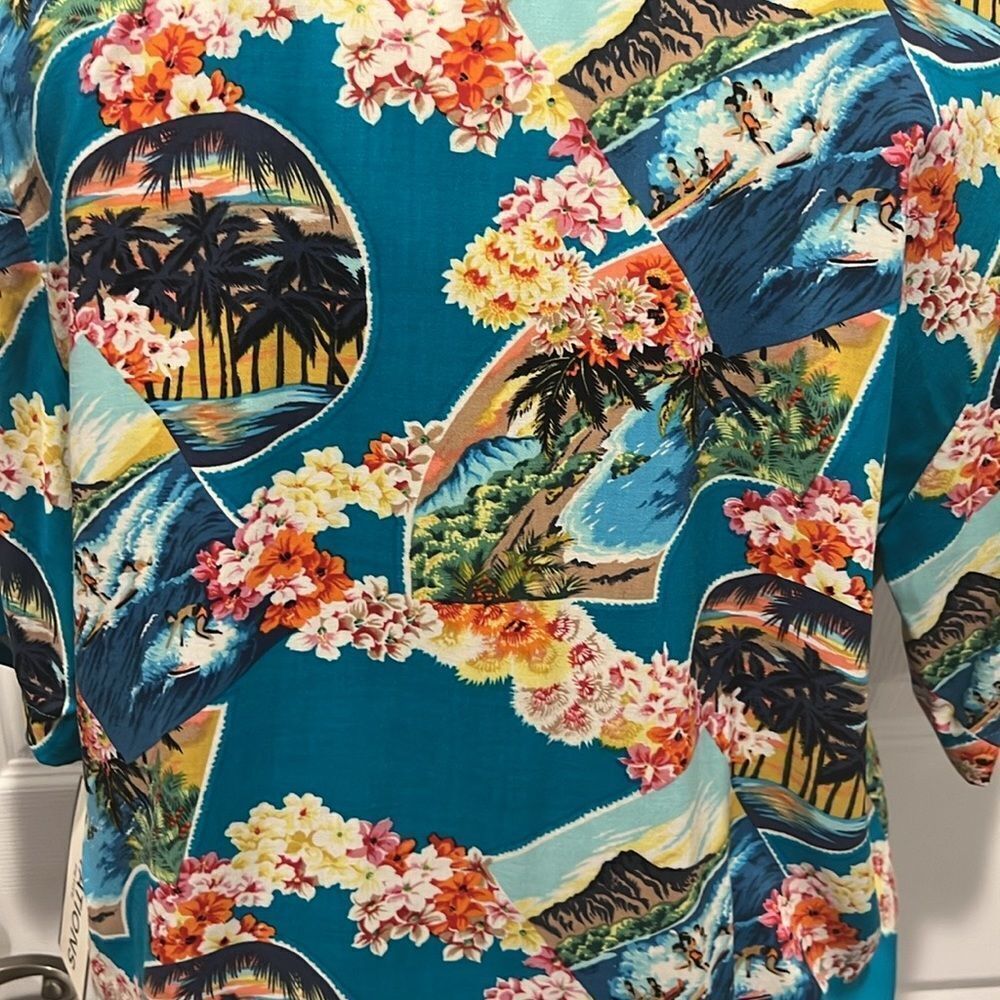Notations vintage Hawaiian print button down top & pull on pants size LP NWT - Picture 5 of 13